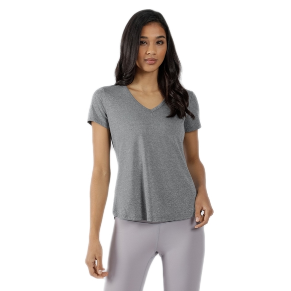 NWT 90 Degree by Reflex 2 Gray Tone V Neck Short Slv Tops - Picture 2 of 7